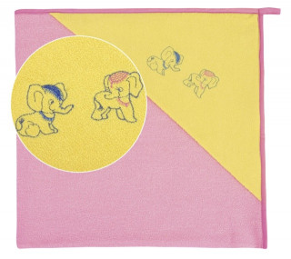 Dětská osuška s kapuckou růžová a žlutá 